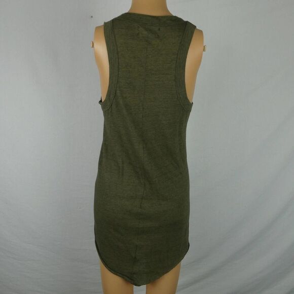 Nightcap Heathered Army Green Tank Mini Dress Asymmetrical Sleeveless 4 Large - Picture 7 of 7